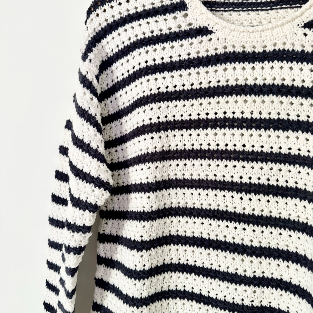 Madewell Austen Open Stitch Striped Pullover Sweater Lighthouse Size S - Picture 8 of 11
